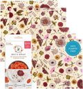 Bee's Wrap Reusable Beeswax Food Wraps, Assorted, Meadow Magic, Pack of 5