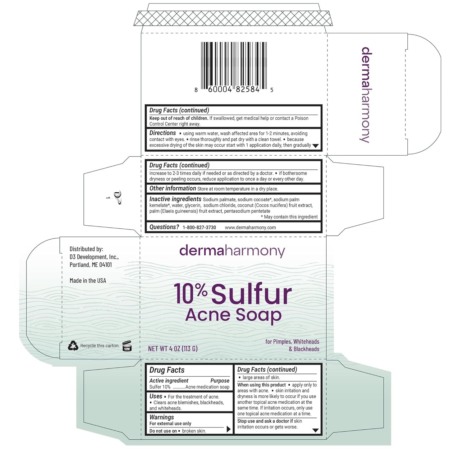 Dermaharmony 10% Sulfur Acne Bar Soap (4 Oz)