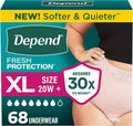 Depend Fresh Protection Incontinence Underwear for Women, XL, 68 Count