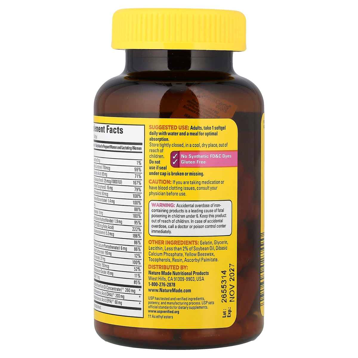 Nature Made Prenatal Folic Acid + DHA, Orange, 90 Softgels - view 3