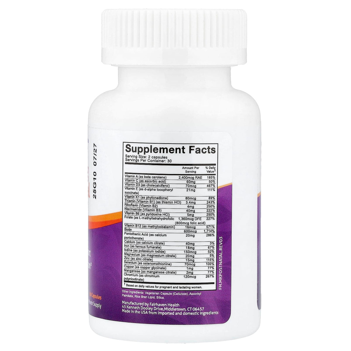 Fairhaven Health Milkies Nursing Postnatal, 60 Capsules - view 2
