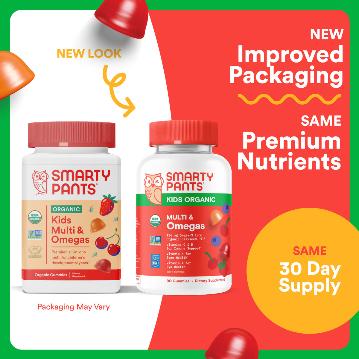 SmartyPants Kids Organic Multi & Omegas, Mixed Berry and Cherry, 120 Gummies - view 5