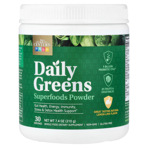 21st Century Daily Greens Superfoods Powder, Lemon Lime, 7.4 oz (210 g)
