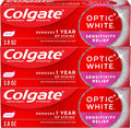 Colgate Optic White Sensitivity Relief Whitening Toothpaste 108 g (3.8 oz), Pack of 3