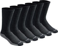 Dickies Men's Dri-Tech Crew Socks, Black, Medium, 6 Pairs