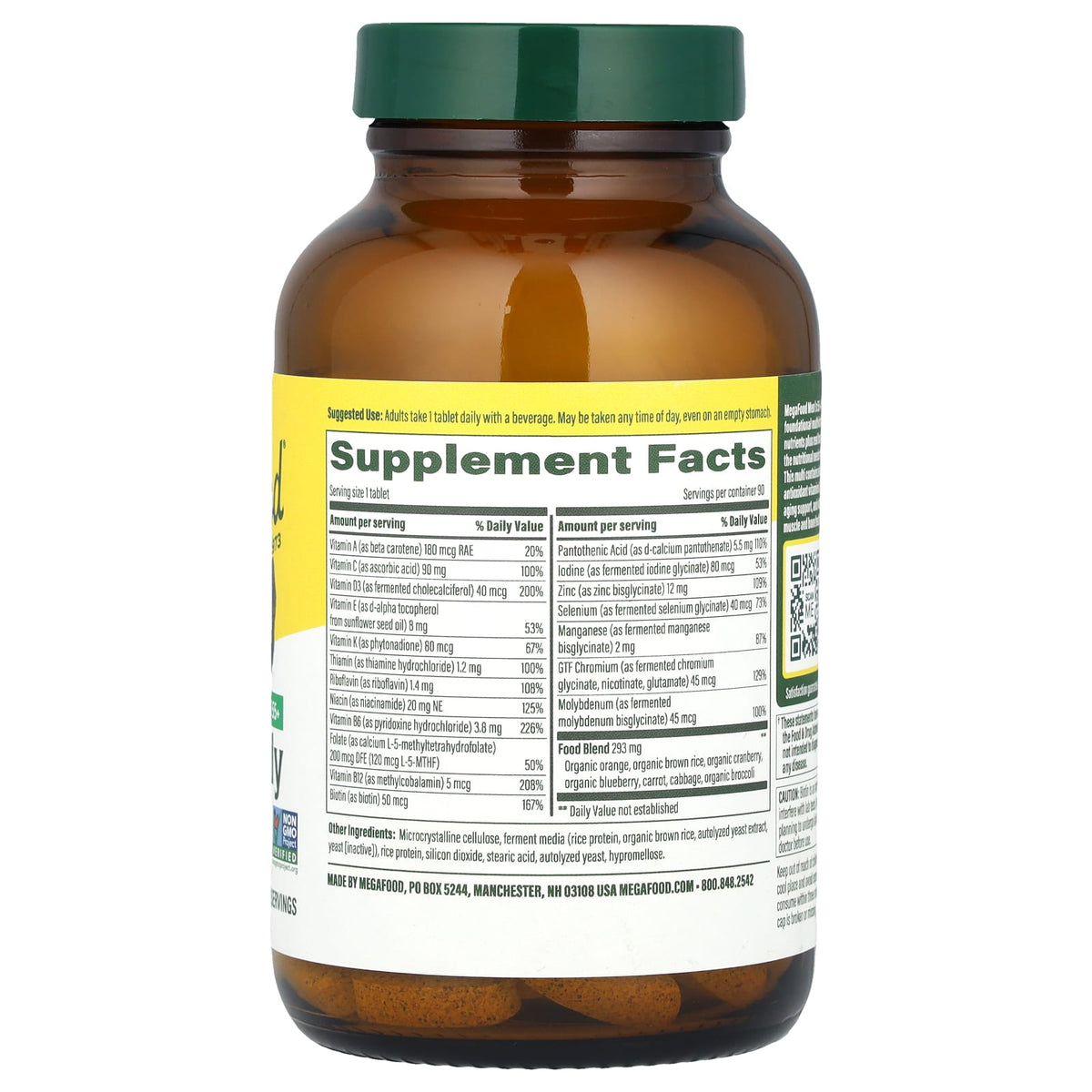 MegaFood Men's 55+ One Daily Multivitamin, 90 Tablets - view 2