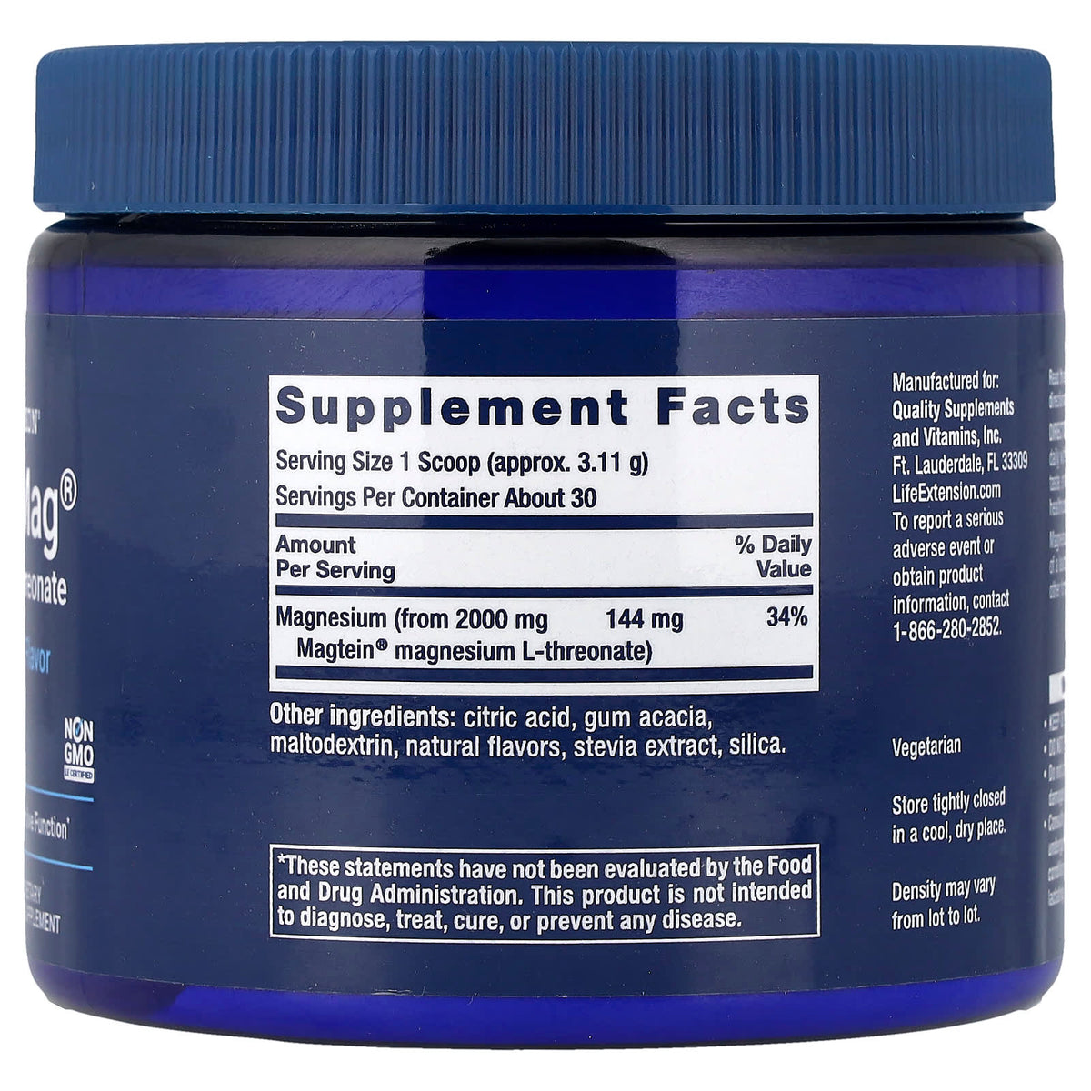 Life Extension Neuro-Mag Magnesium L-Threonate, Tropical Punch, 93.35 g (3.3 oz) - view 2