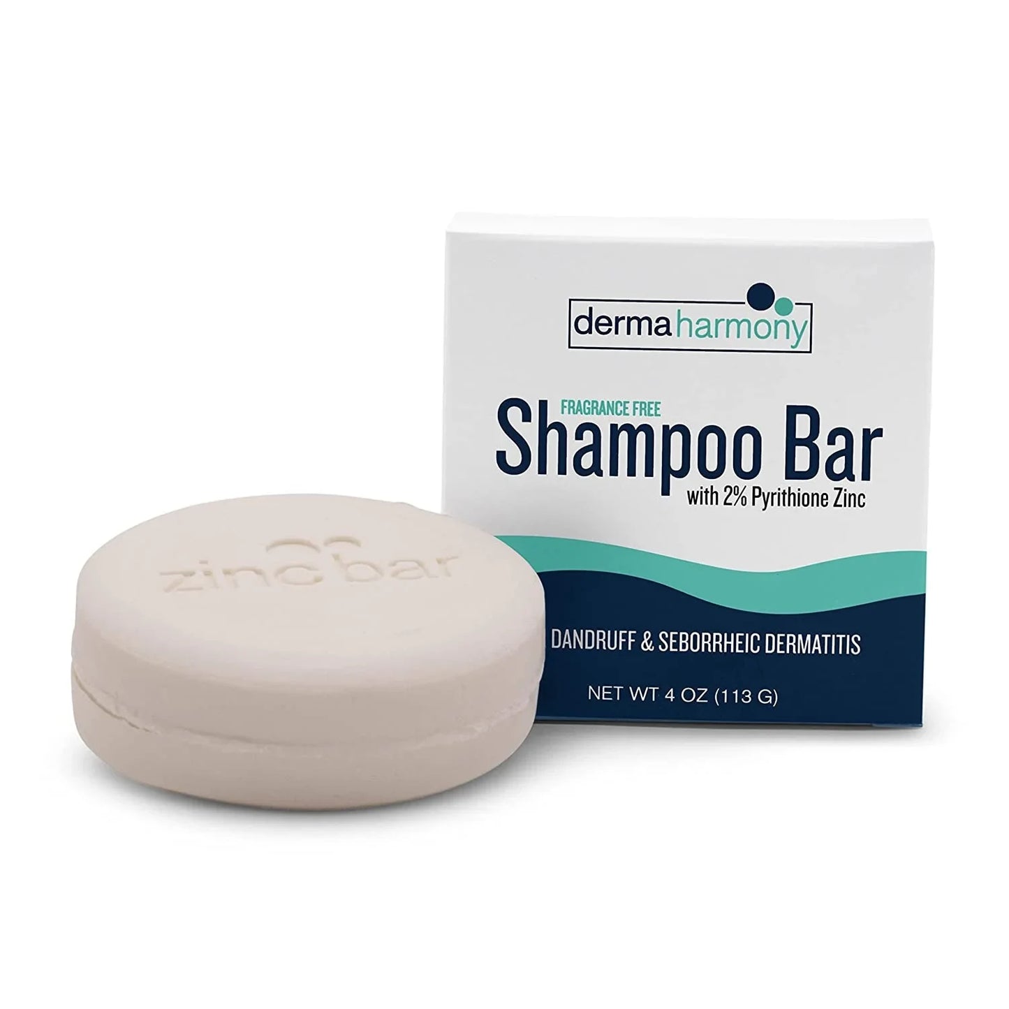 Dermaharmony 2% Pyrithione Zinc Shampoo Bar for Dandruff and Seborrheic Dermatitis - Fragrance Free (4 Oz) - USA in UK