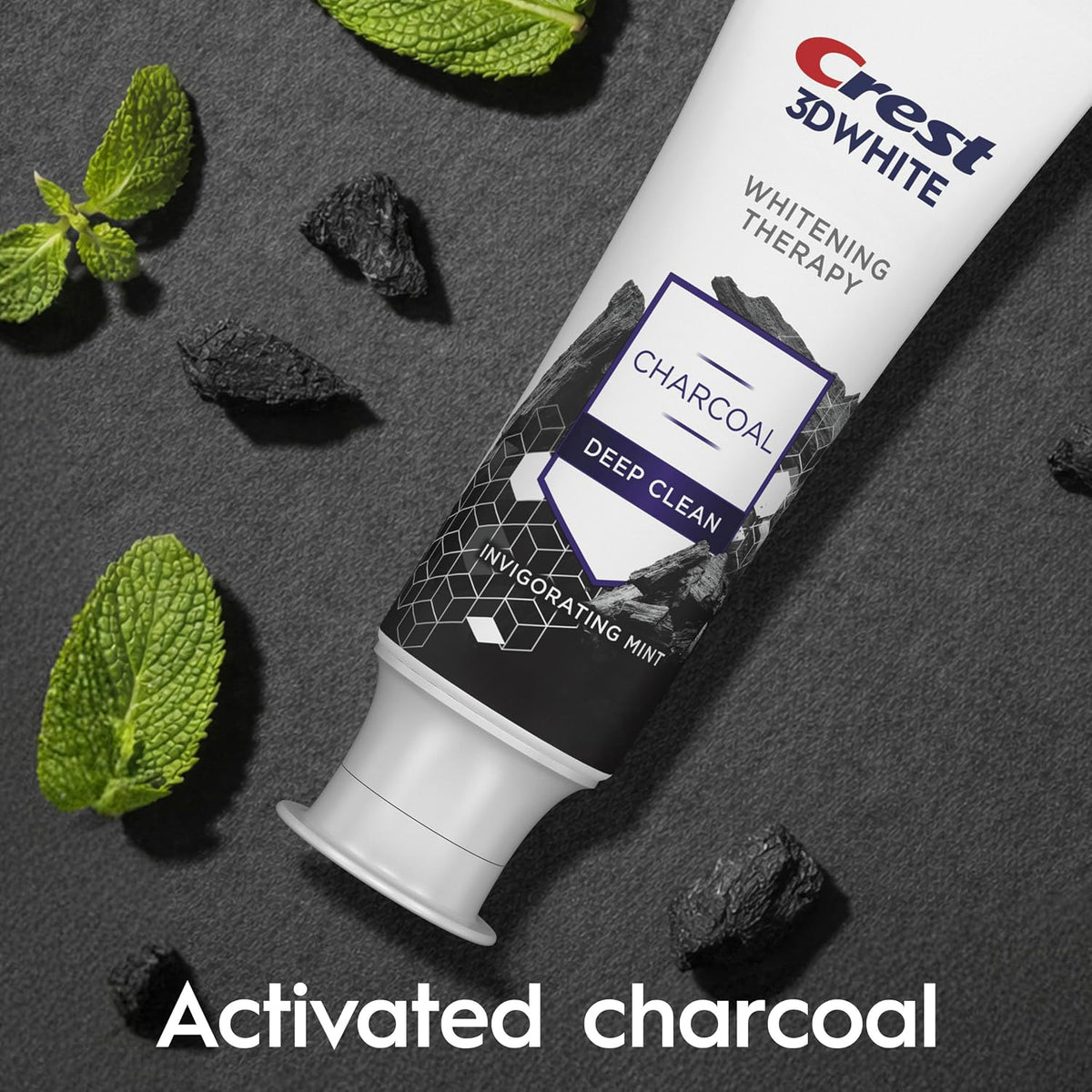Crest 3D White Whitening Therapy Charcoal with activated charcoal and mint - Crest 3D White Whitening Therapy Charcoal Deep Clean Toothpa