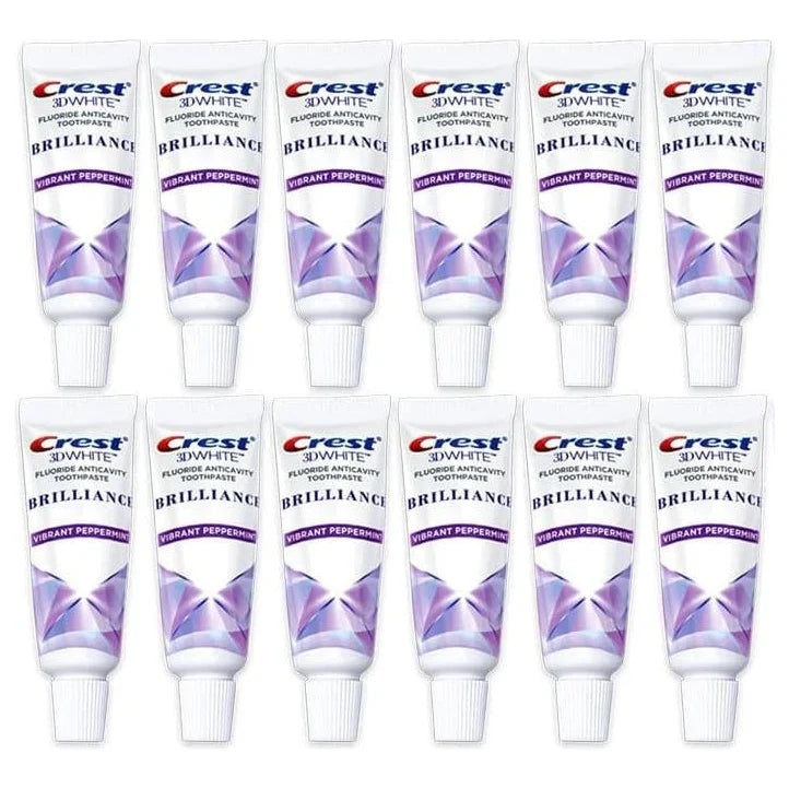 Crest 3D White Brilliance Toothpaste, Vibrant Peppermint, Travel Size, 0.85 Oz (24G) - Pack of 12 - USA in UK