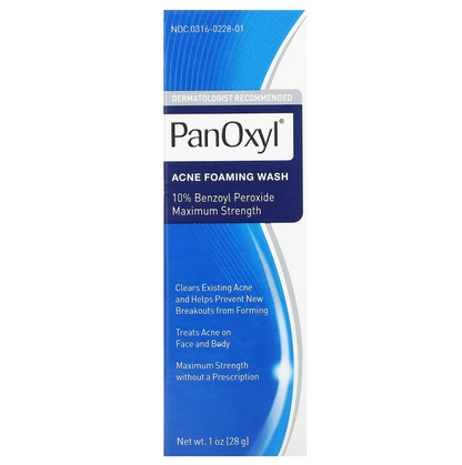 PanOxyl, Acne Foaming Wash, Maximum Strength, 1 oz (28 g)