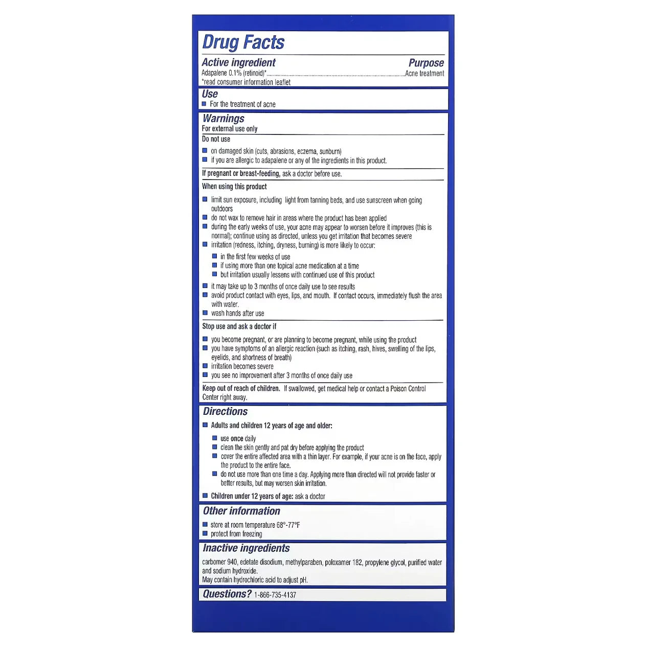 Differin Adapalene Gel 0.1%, Once-Daily Topical Retinoid Acne Treatment 0.5oz - USA in UK