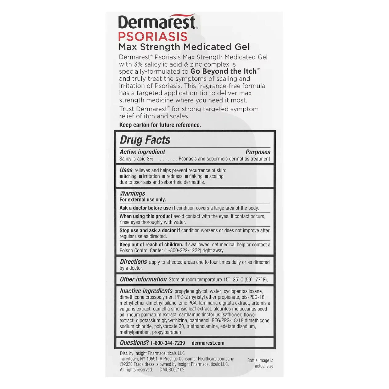 Dermarest, Psoriasis, Maximum Strength Medicated Gel, Fragrance Free, 4 fl oz (118 ml) - USA in UK