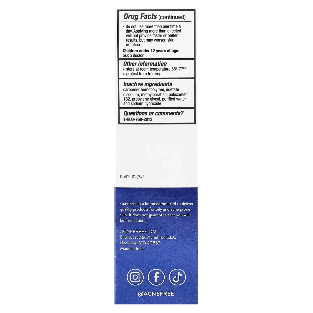 AcneFree Adapalene Gel USP 15g - USA in UK