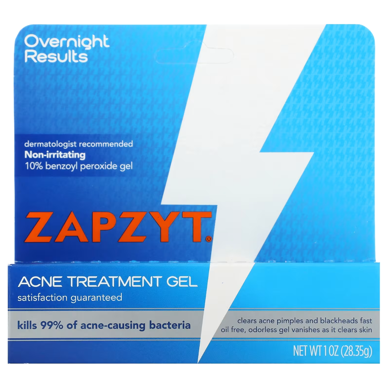 Zapzyt Maximum Strength 10% Benzoyl Peroxide Acne Treatment Gel 1 oz