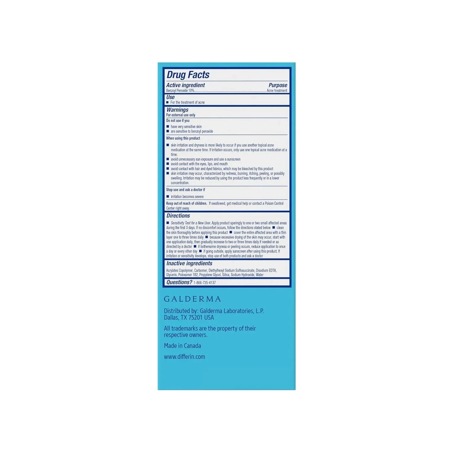 Differin Acne Spot Treatment with 10% Benzoyl Peroxide, Maximum Strength OTC Acne Treatment, Fast Acting Spot Treatment for Face, 1 Oz - USA in UK
