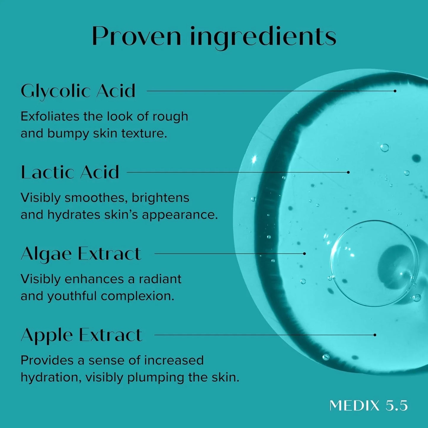 MEDIX 10% Glycolic Acid + Lactic Acid Leave-On Exfoliating Skin Care Body Gel | AHA Exfoliant Body & Face Serum Refines + Softens Dry Dead Skin, Uneven Skin Tone, KP Bumps, & Wrinkles, 1.7 Fl Oz - USA in UK