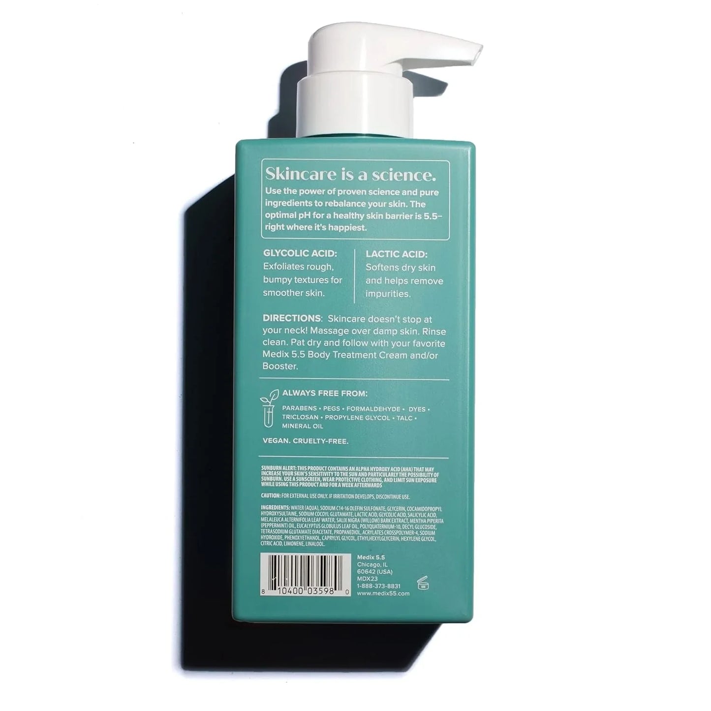 Medix 5.5 Body Scrub Skin Care Glycolic Acid Exfoliating Body Cleanser KP Bump Eraser | AHA + Lactic Acid anti Aging All Skin Type Wash | Keratosis Pilaris & Acne | Body & Face Wash Exfoliate, 2-Pack - USA in UK