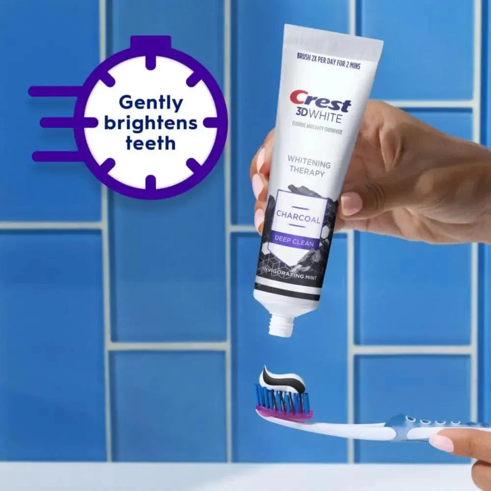 Crest 3D White Whitening Therapy Charcoal Deep Clean Invigorating Mint Teeth Whitening Toothpaste, 4.6 Oz Pack of 3, Anticavity Fluoride Toothpaste, Gently Brightens Teeth, Strengthens Enamel - USA in UK