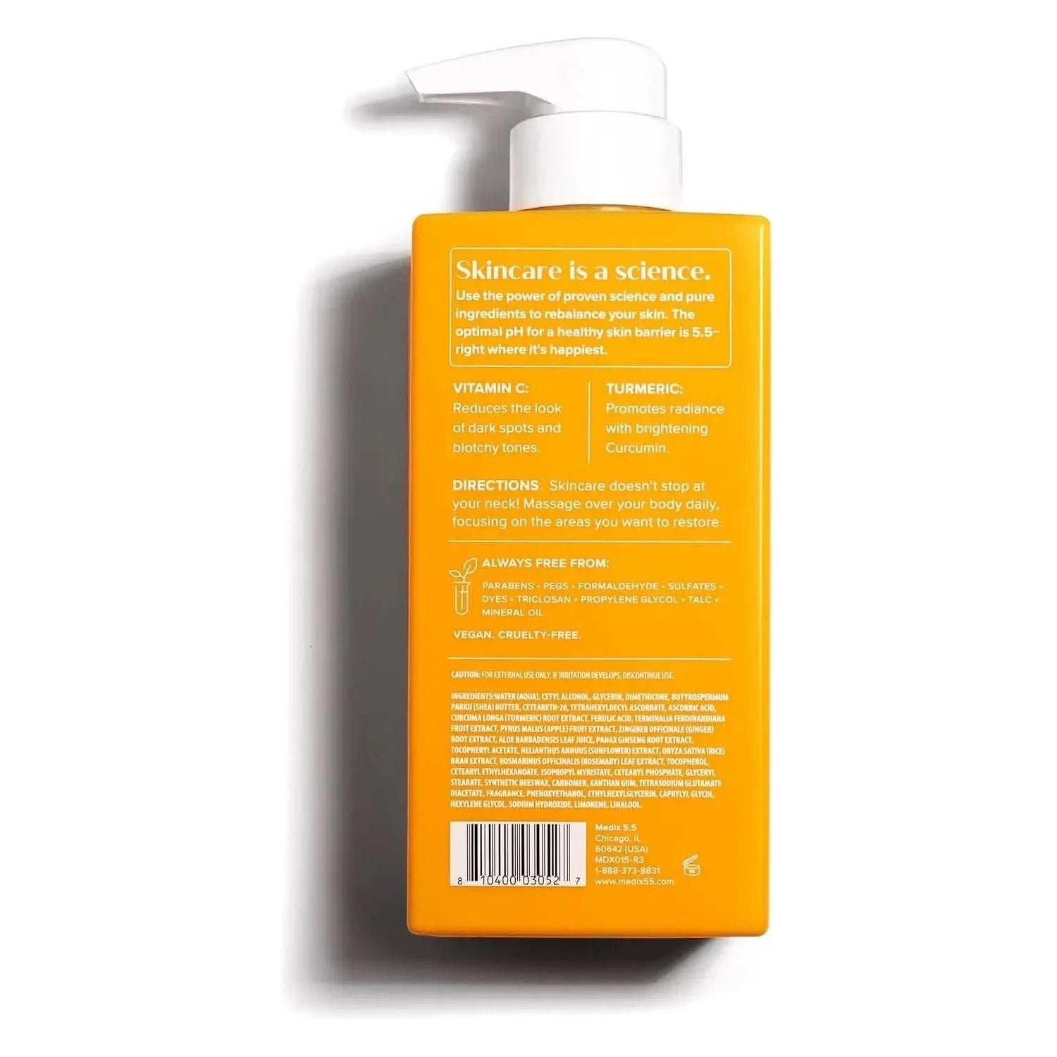 MEDIX 5.5 Exfoliating AHA Glycolic Acid Face & Body Scrub Cleanser + Vitamin C Moisturizing Body Cream Lotion Skin Care 2PC - USA in UK