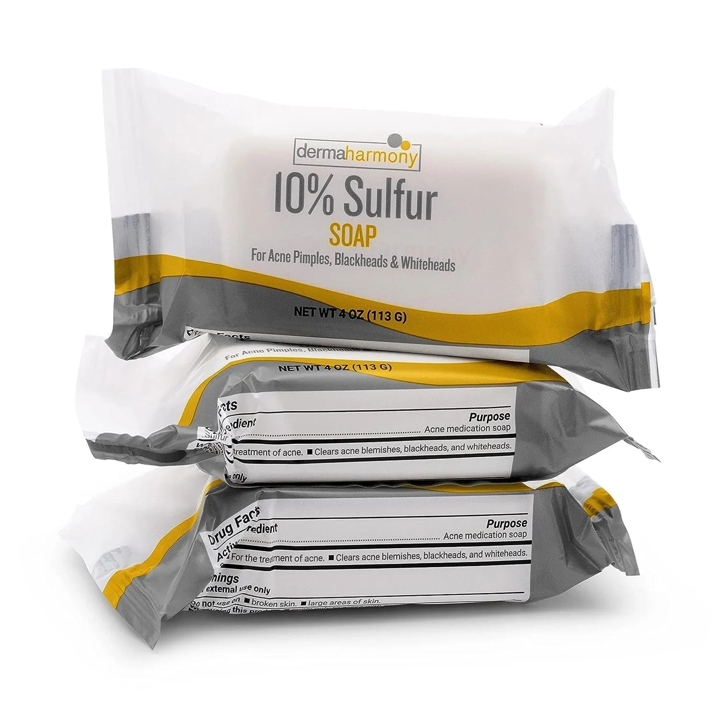 Dermaharmony 10% Sulfur Acne Bar Soap (4 Oz) - 3 Bars - USA in UK