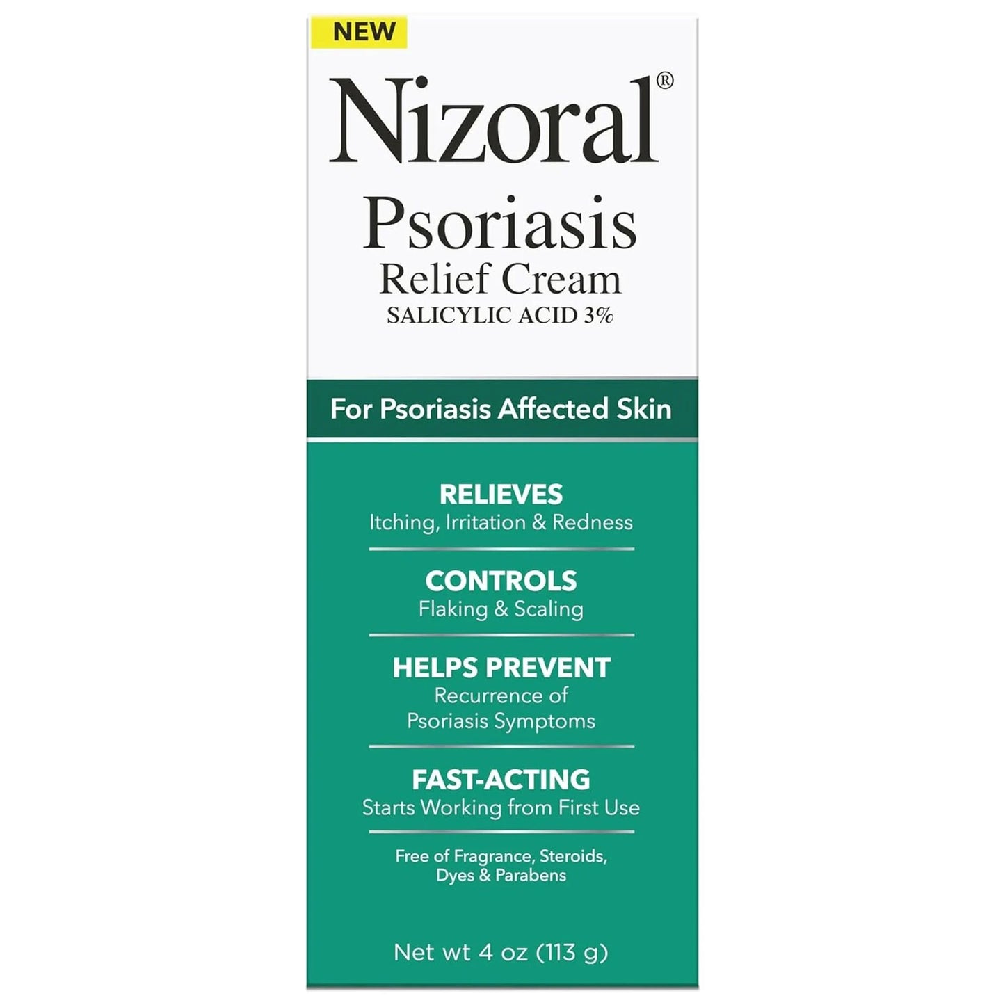 Nizoral Psoriasis Relief Cream- Relieves Itching, Irritation & Redness and Controls Flaking and Scaling with Maximum Strength Medicine (Salicylic Acid 3%), 4 Fl Oz - USA in UK