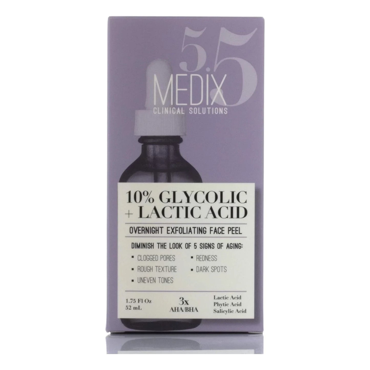 Medix 10% Glycolic Acid Face Peel Exfoliating Serum W/Lactic Acid + Salicylic Acid | Gentle Skin Care Exfoliate Facial Peel Treatment Targets Fine Lines, Wrinkles, Large Pores, Age Spots |1.75 FL Oz - USA in UK