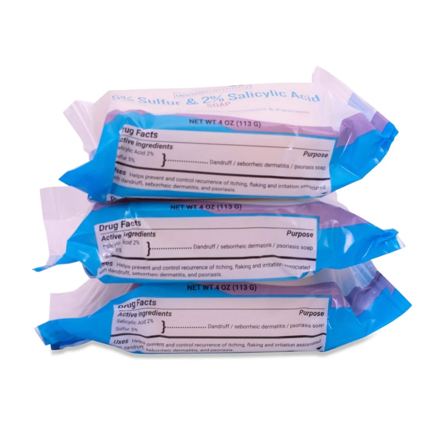 Dermaharmony 5% Sulfur 2% Salicylic Acid Bar Soap 4 Oz – Crafted for Those with Seborrehic Dermatitis, Dandruff, and Psoriasis (3 Pack) - USA in UK