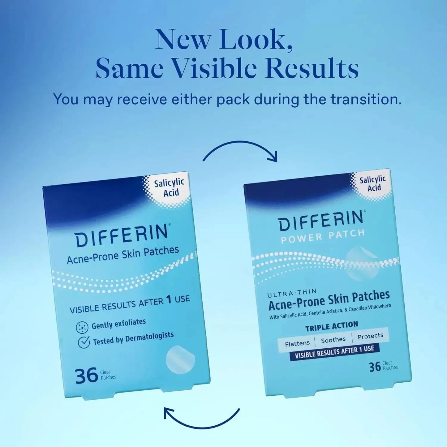 Differin Acne Patches, Pimple Patches for Acne Prone Skin, Formulated with Salicylic Acid and Centella, Fast Triple Action Power Patch for Day & Night, Dermatologist Tested, 36 Count - USA in UK