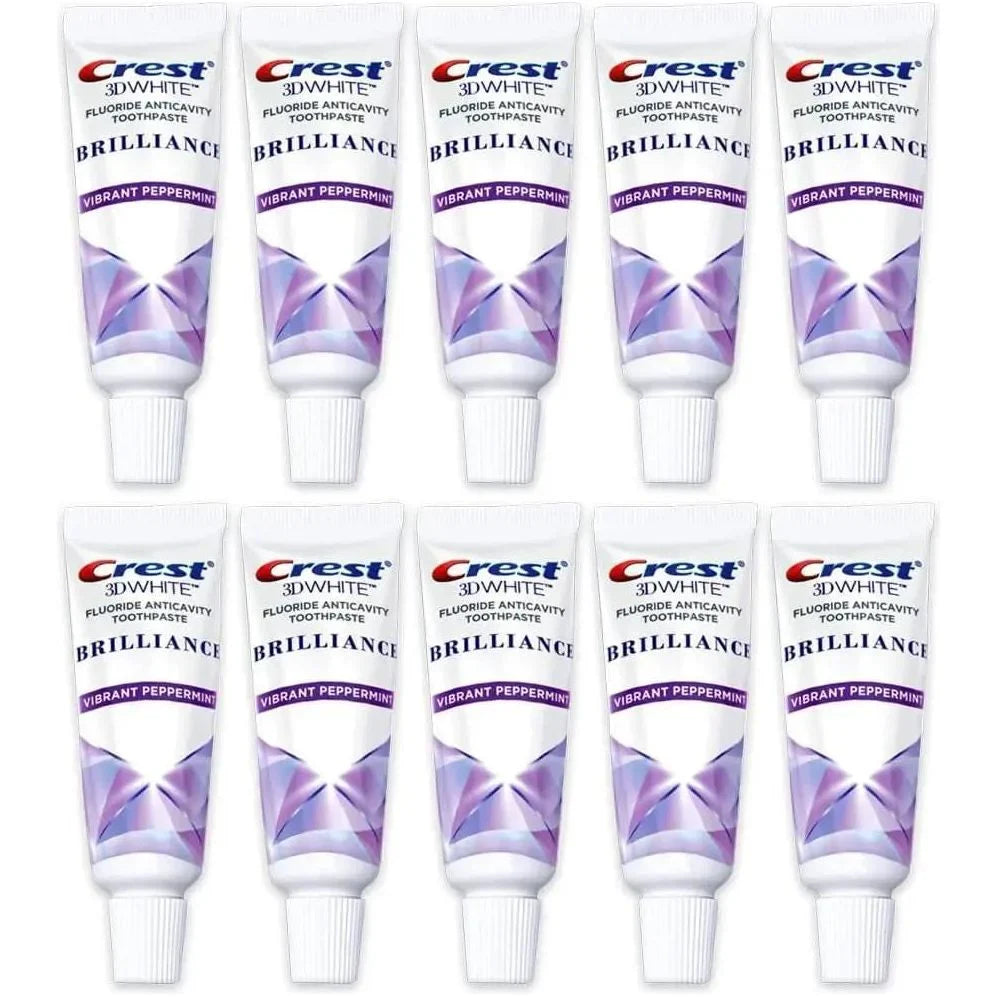 Crest 3D White Brilliance Toothpaste, Vibrant Peppermint, Travel Size 0.85 Oz (24G) - Pack of 10 - USA in UK