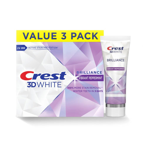 Crest 3D White Brilliance Toothpaste Vibrant Peppermint 4.6 oz - Pack of 3