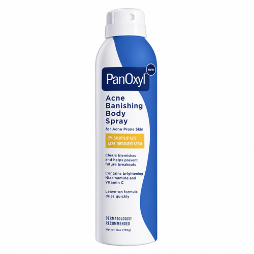 PanOxyl Acne Banishing Body Spray 2% salicylic acid 170 g, front view on white