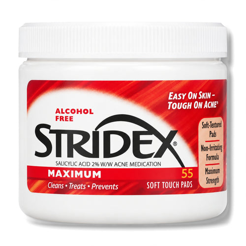 Stridex Maximum Strength Acne Control Pads 2% Salicylic Acid Alcohol Free 55 Pads
