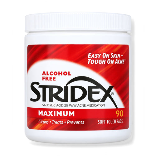 Stridex Maximum Strength Acne Control Pads 2% Salicylic Acid Alcohol Free 90 Pads