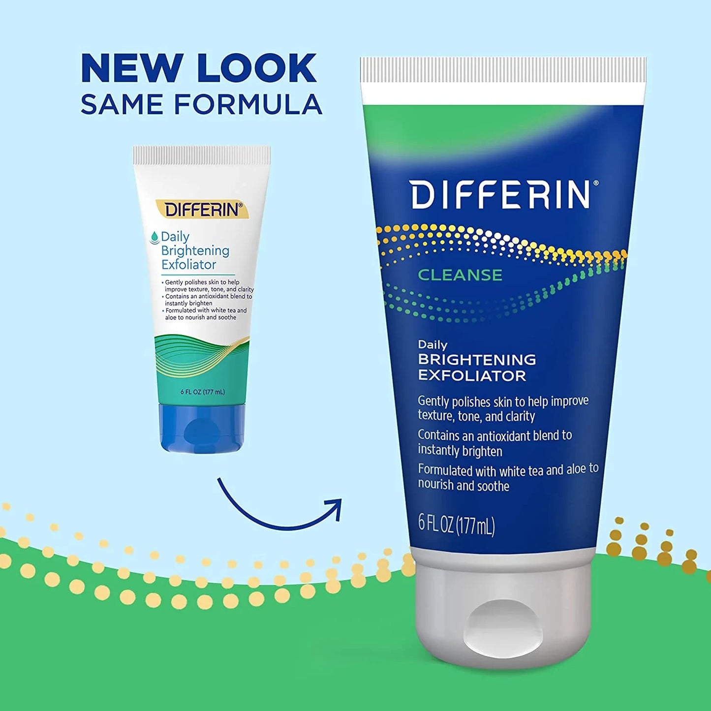 Differin Face Scrub Daily Brightening Exfoliator, Improves Tone and Texture for Acne Prone Skin, Green, 6 Fl Oz (Packaging May Vary) - USA in UK