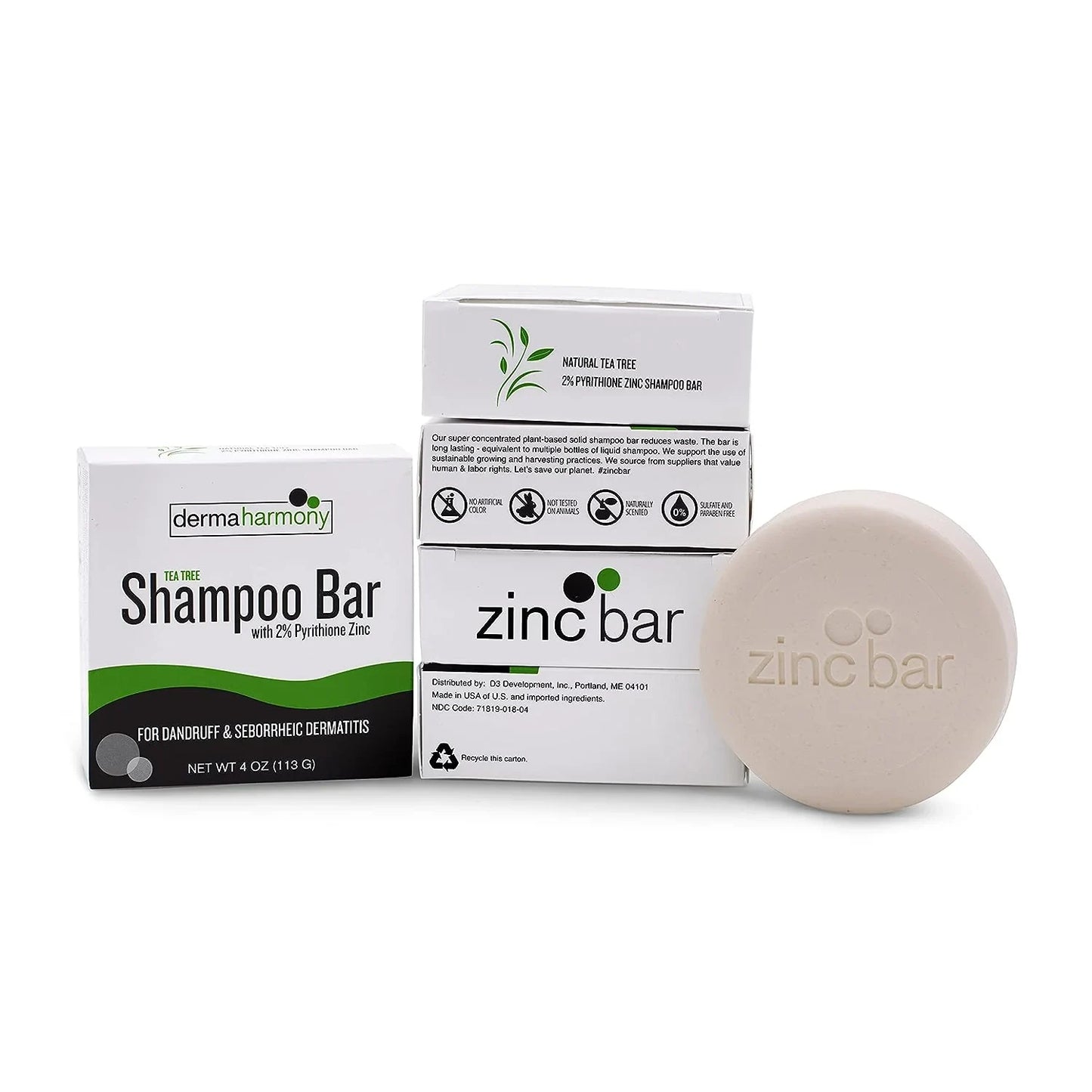 Dermaharmony 2% Pyrithione Zinc Shampoo Bar - Tea Tree (4 Oz) - USA in UK