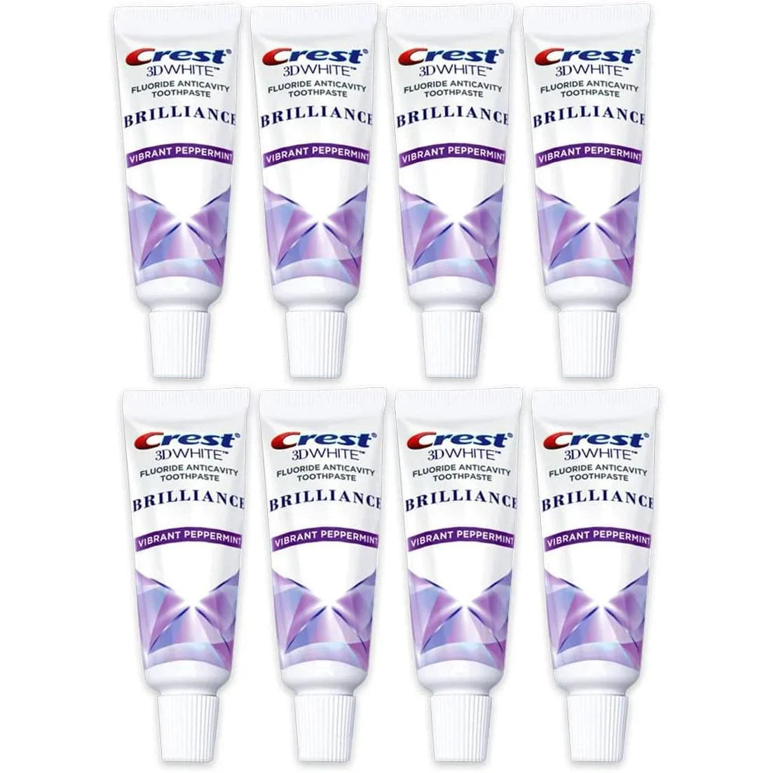 Crest 3D White Brilliance Toothpaste, Vibrant Peppermint, Travel Size 0.85 Oz (24G) - Pack of 8 - USA in UK