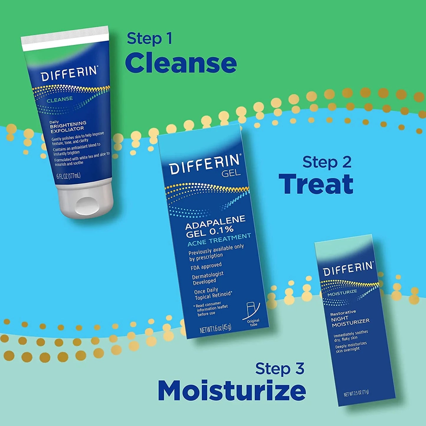 Differin Face Scrub Daily Brightening Exfoliator, Improves Tone and Texture for Acne Prone Skin, Green, 6 Fl Oz (Packaging May Vary) - USA in UK