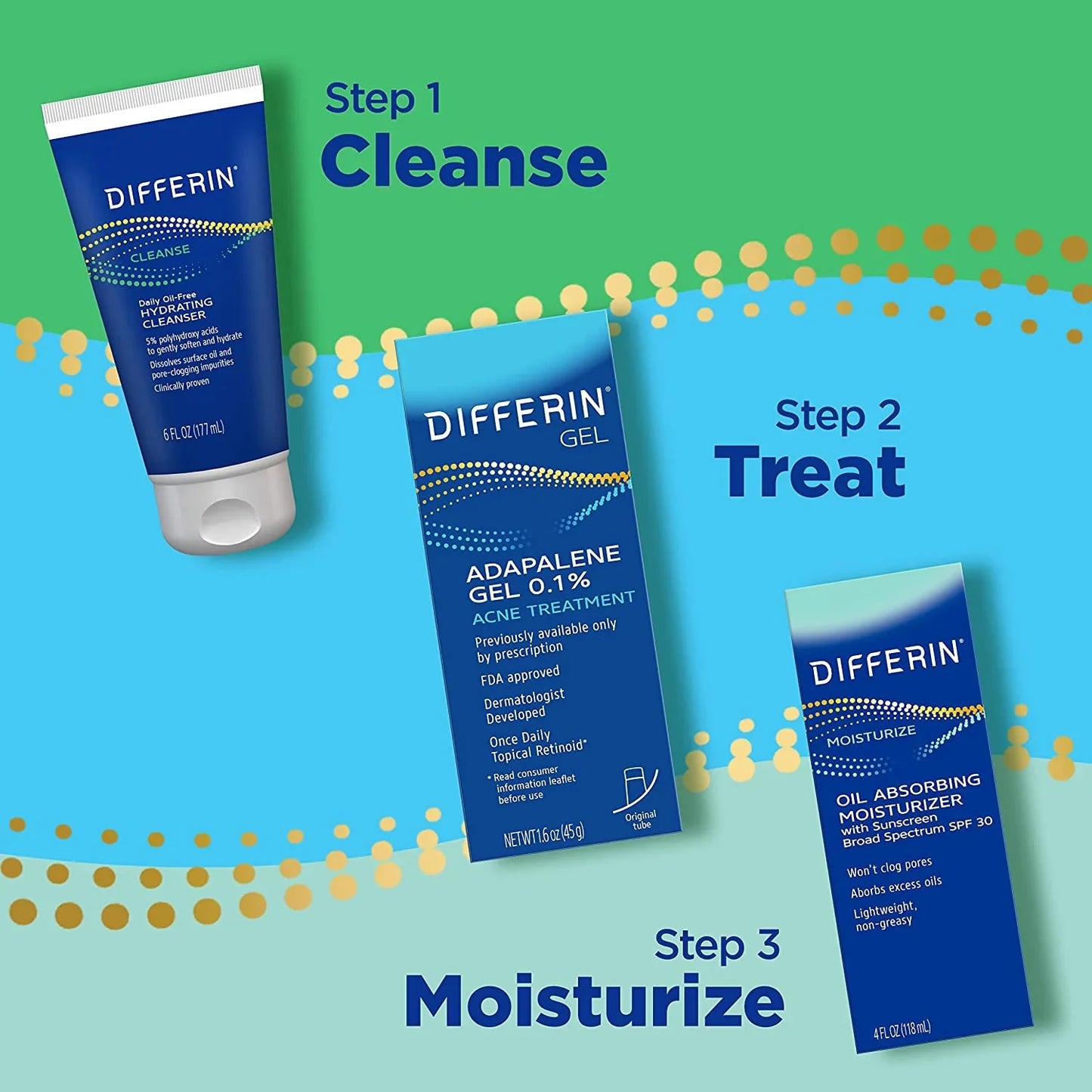 Differin Oil Absorbing Moisturizer with SPF 30, Sunscreen for Face by the Makers of Differin Gel, Gentle Skin Care for Acne Prone Sensitive Skin, 4 Oz (Packaging May Vary) - USA in UK