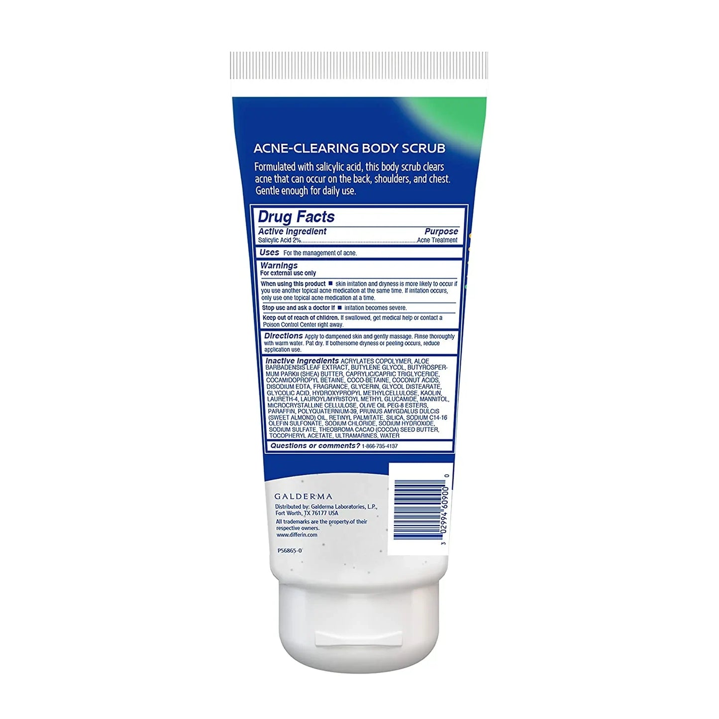 Differin Body Scrub with Salicylic Acid Acne Clearing Improves Tone and Texture Prone Skin on Back Shoulders and Chest, 8 Oz (Packaging May Vary) - USA in UK