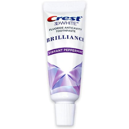 Crest 3D White Brilliance Toothpaste, Vibrant Peppermint, Travel Size 0.85 Oz (24G)- Pack of 24