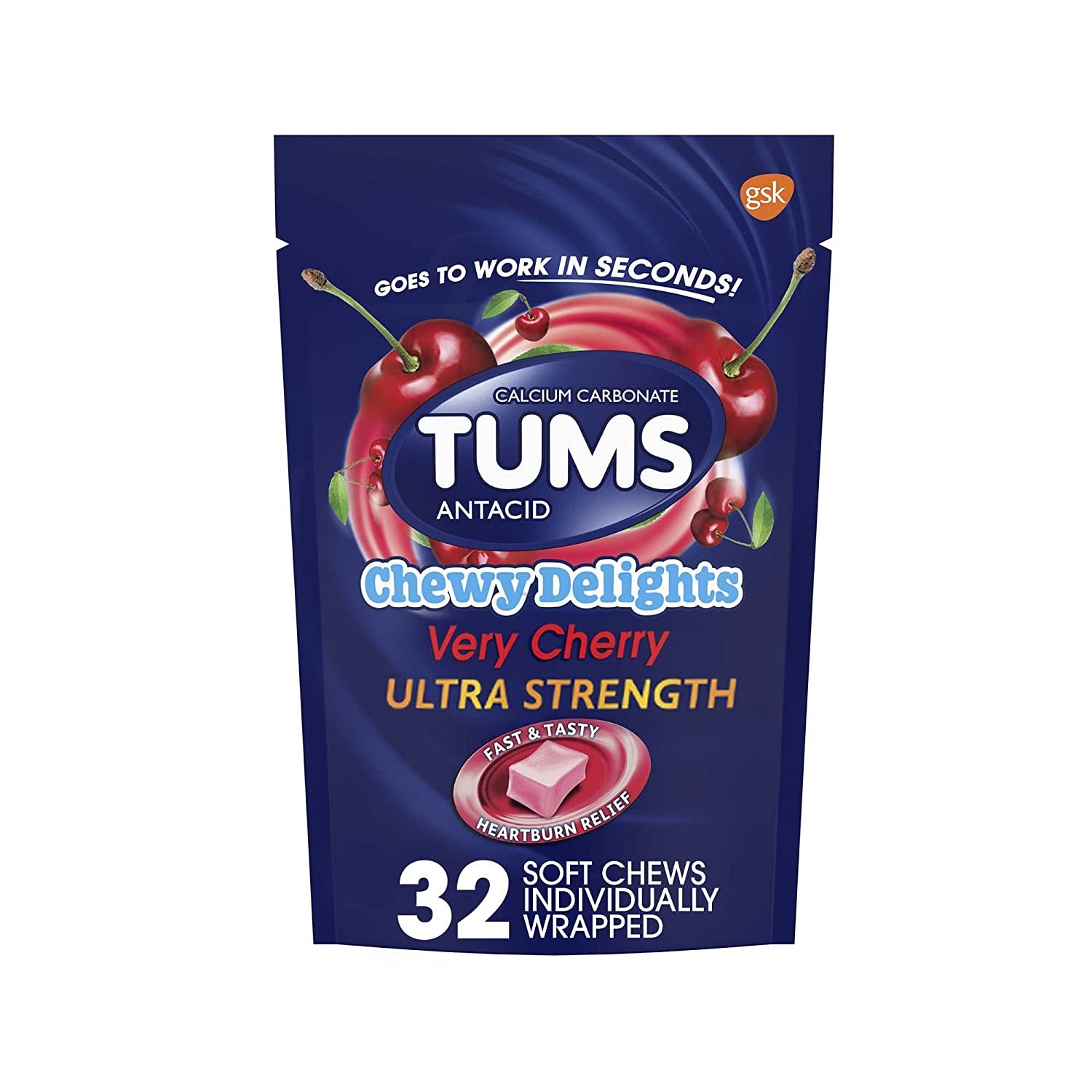 Tums Chewy Delights Soft Chews, Very Cherry, 32Count