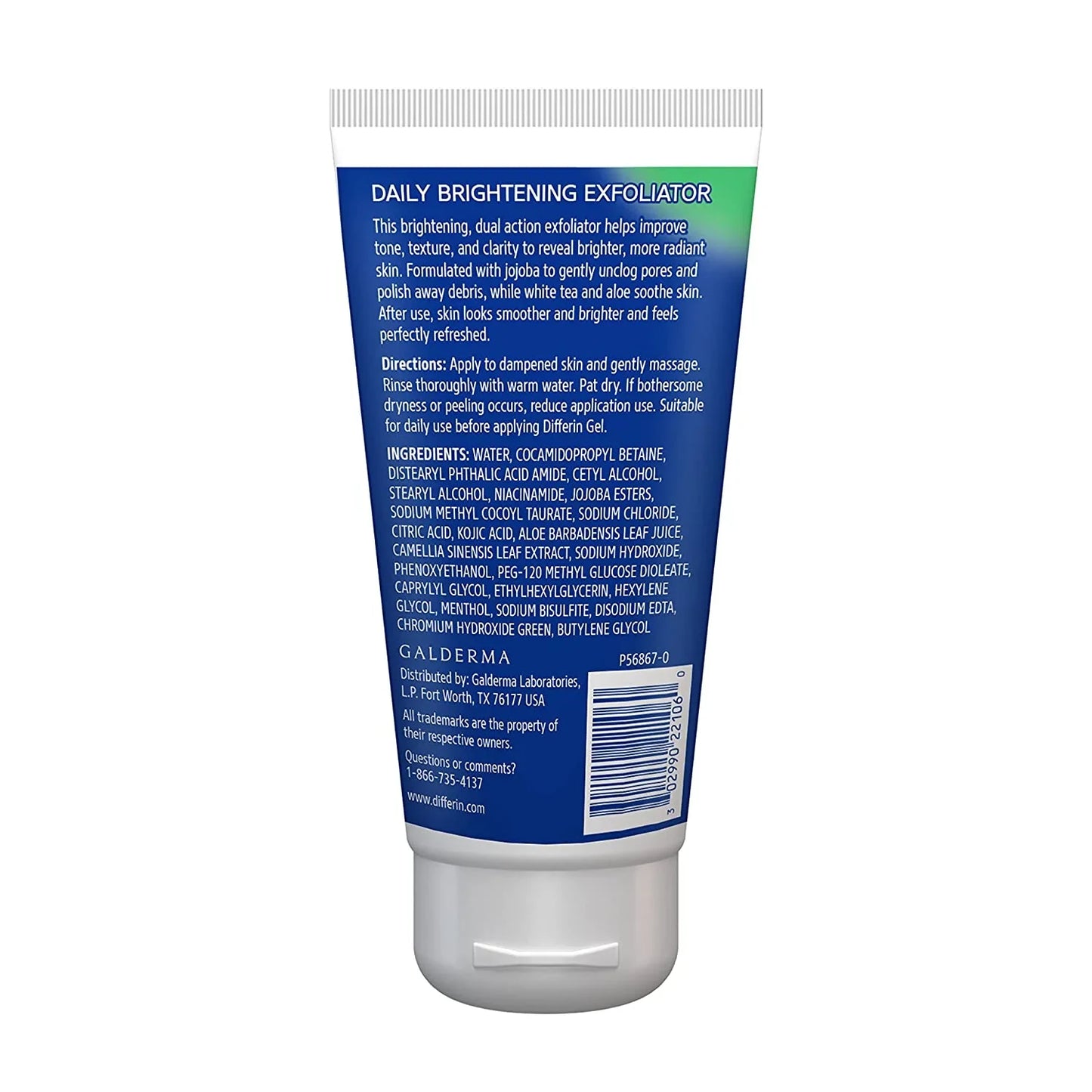 Differin Face Scrub Daily Brightening Exfoliator, Improves Tone and Texture for Acne Prone Skin, Green, 6 Fl Oz (Packaging May Vary) - USA in UK