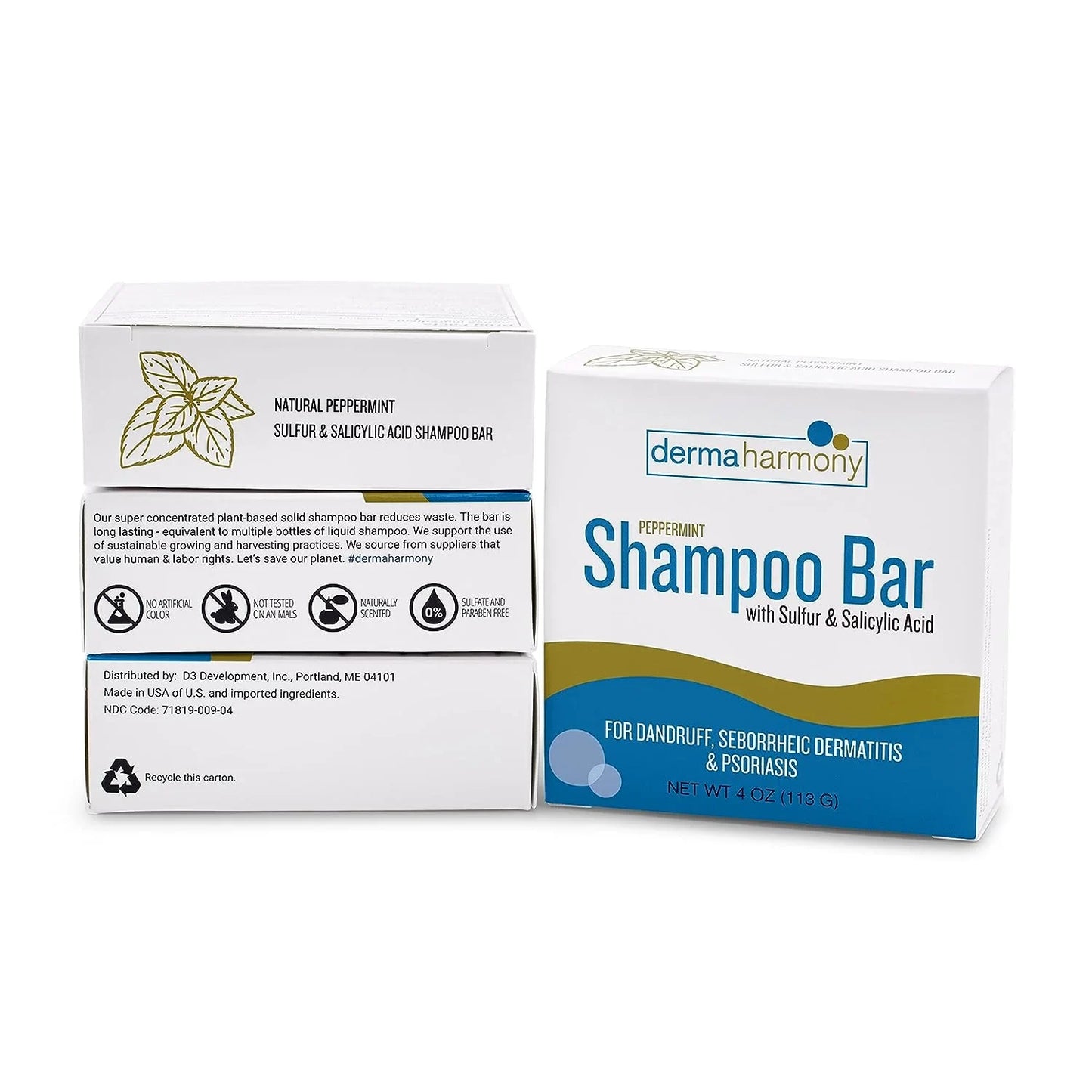 Dermaharmony 5% Sulfur 2% Salicylic Acid Shampoo Bar for Dandruff (4 Oz) - USA in UK