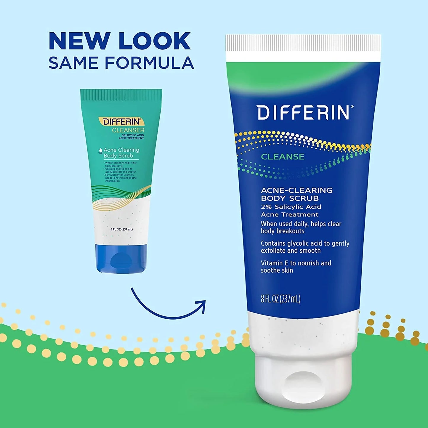 Differin Body Scrub with Salicylic Acid Acne Clearing Improves Tone and Texture Prone Skin on Back Shoulders and Chest, 8 Oz (Packaging May Vary) - USA in UK