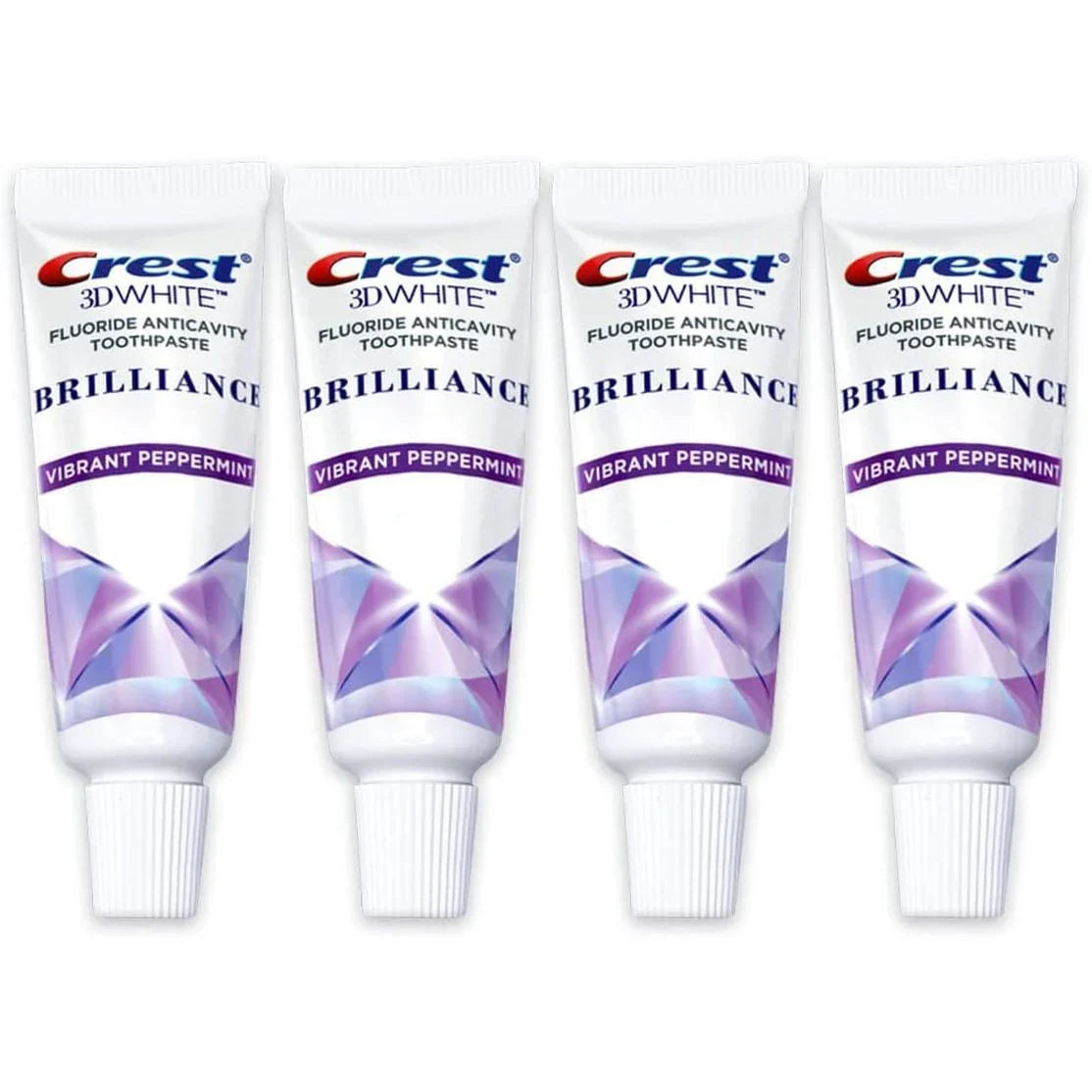 Crest 3D White Brilliance Toothpaste, Vibrant Peppermint, Travel Size 0.85 Oz (24G) - Pack of 4 - USA in UK