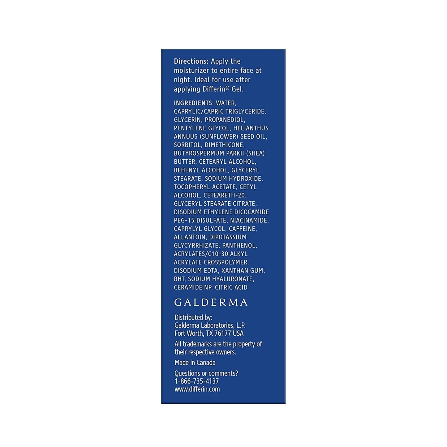 Differin Night Cream with Hyaluronic Acid, Restorative Night Moisturizer by the Makers of Differin Gel, Gentle Skin Care for Acne Prone Sensitive Skin, 2.5 Oz (Packaging May Vary) - USA in UK