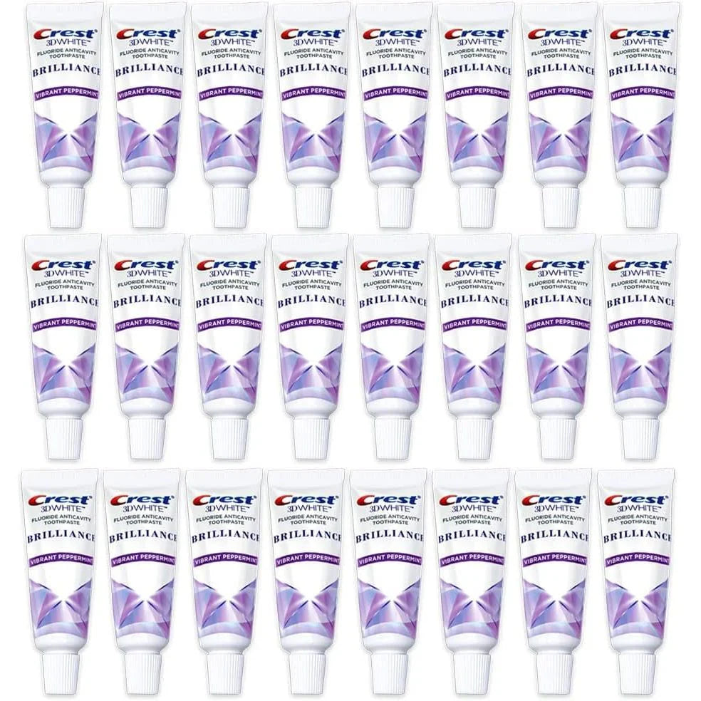 Crest 3D White Brilliance Toothpaste, Vibrant Peppermint, Travel Size 0.85 Oz (24G)- Pack of 24 - USA in UK