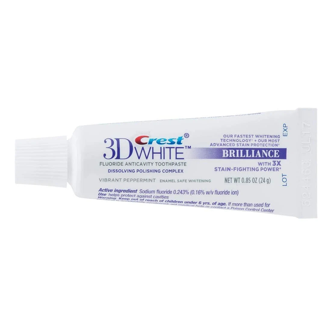 Crest 3D White Brilliance Toothpaste, Vibrant Peppermint, Travel Size, 0.85 Oz (24G) - Pack of 12 - USA in UK