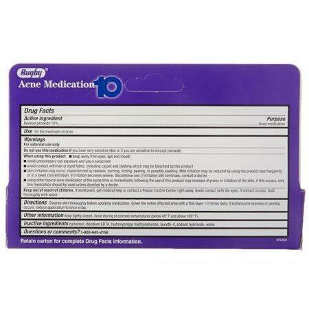 Rugby Acne Gel Benzoyl Peroxide 10 % Max Strength 1.5oz Tube - USA in UK